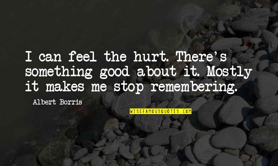 Stop Self Harm Quotes By Albert Borris: I can feel the hurt. There's something good