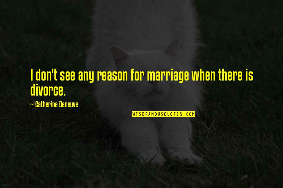 Stop Settling Quotes By Catherine Deneuve: I don't see any reason for marriage when