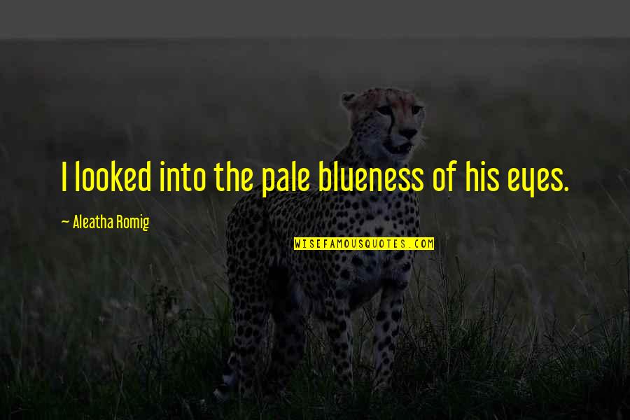 Stop Stalking Quotes By Aleatha Romig: I looked into the pale blueness of his Stop Stalking Quotes By Aleatha Romig: I looked into the pale blueness of his