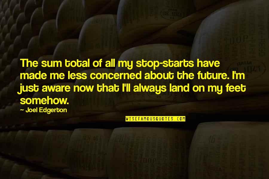 Stop The Future Quotes By Joel Edgerton: The sum total of all my stop-starts have