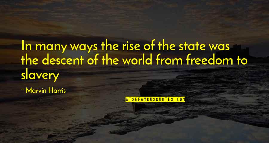 Stop Wallowing Quotes By Marvin Harris: In many ways the rise of the state
