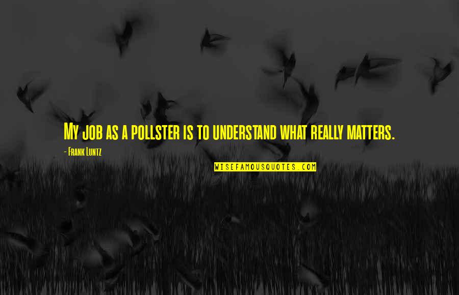 Stophers Quotes By Frank Luntz: My job as a pollster is to understand