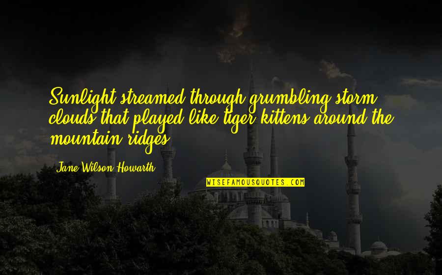 Stoppers Reading Quotes By Jane Wilson-Howarth: Sunlight streamed through grumbling storm clouds that played Stoppers Reading Quotes By Jane Wilson-Howarth: Sunlight streamed through grumbling storm clouds that played