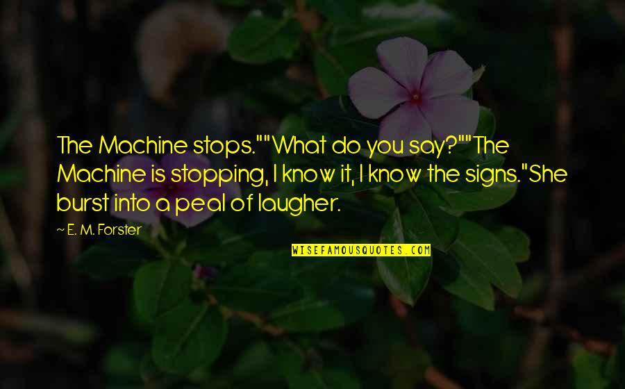 Stopping By To Say Hi Quotes By E. M. Forster: The Machine stops.""What do you say?""The Machine is