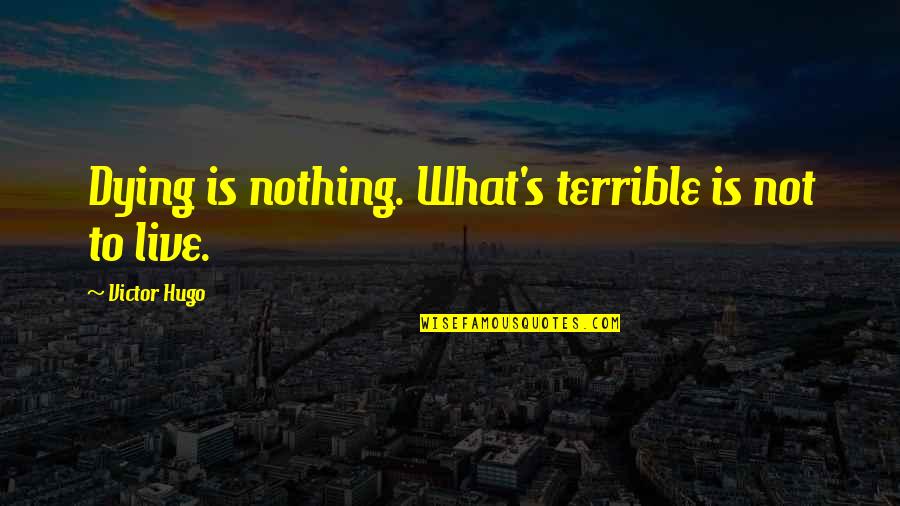 Stopping Progress Quotes By Victor Hugo: Dying is nothing. What's terrible is not to