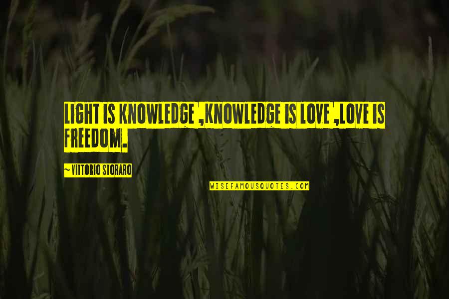 Storaro Quotes By Vittorio Storaro: Light is knowledge ,Knowledge is love ,Love is