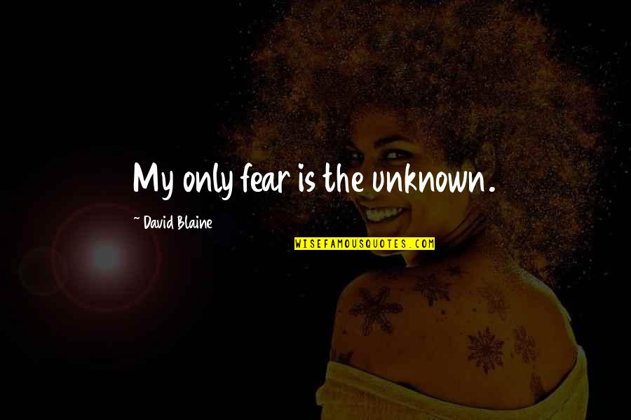 Store Blessing Quotes By David Blaine: My only fear is the unknown.