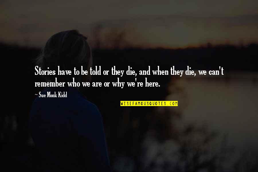 Stories And Storytelling Quotes By Sue Monk Kidd: Stories have to be told or they die, Stories And Storytelling Quotes By Sue Monk Kidd: Stories have to be told or they die,