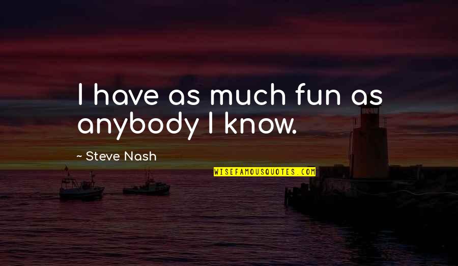 Storing Quotes By Steve Nash: I have as much fun as anybody I