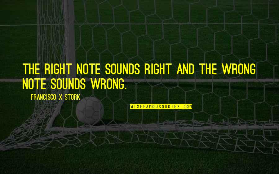 Stork Quotes By Francisco X Stork: The right note sounds right and the wrong
