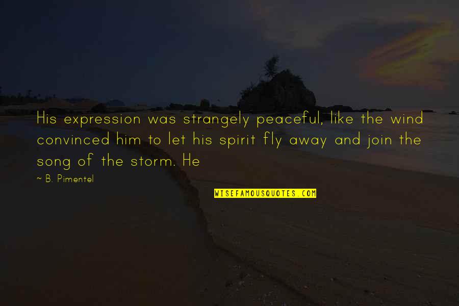 Storm Song Quotes By B. Pimentel: His expression was strangely peaceful, like the wind