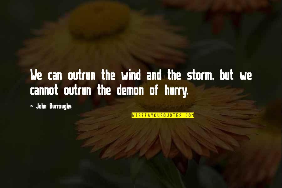 Storm Wind Quotes By John Burroughs: We can outrun the wind and the storm,