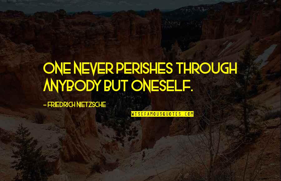 Stormy Morning Quotes By Friedrich Nietzsche: One never perishes through anybody but oneself.