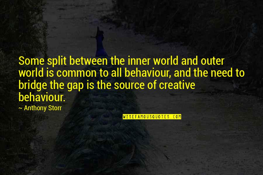 Storr Quotes By Anthony Storr: Some split between the inner world and outer Storr Quotes By Anthony Storr: Some split between the inner world and outer