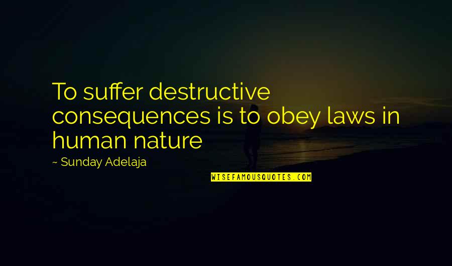 Story Book Reading Quotes By Sunday Adelaja: To suffer destructive consequences is to obey laws Story Book Reading Quotes By Sunday Adelaja: To suffer destructive consequences is to obey laws