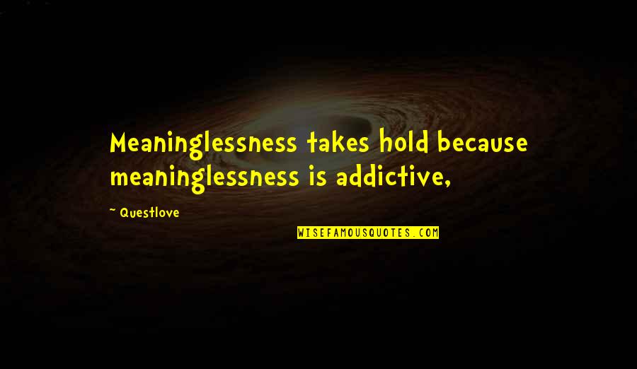 Story Hale Quotes By Questlove: Meaninglessness takes hold because meaninglessness is addictive,