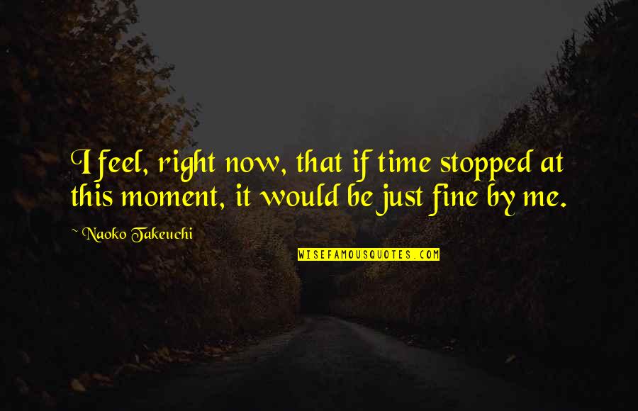 Stotts Bicycles Quotes By Naoko Takeuchi: I feel, right now, that if time stopped Stotts Bicycles Quotes By Naoko Takeuchi: I feel, right now, that if time stopped