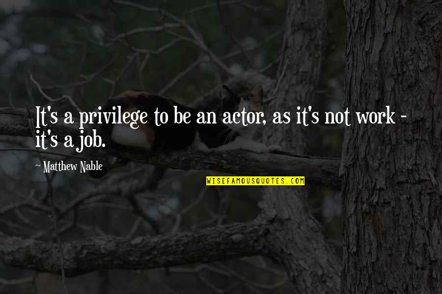 Straccio Rico Quotes By Matthew Nable: It's a privilege to be an actor, as Straccio Rico Quotes By Matthew Nable: It's a privilege to be an actor, as
