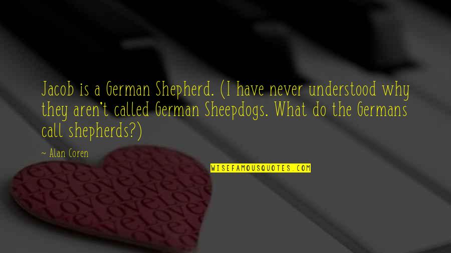 Stracheyism Quotes By Alan Coren: Jacob is a German Shepherd. (I have never