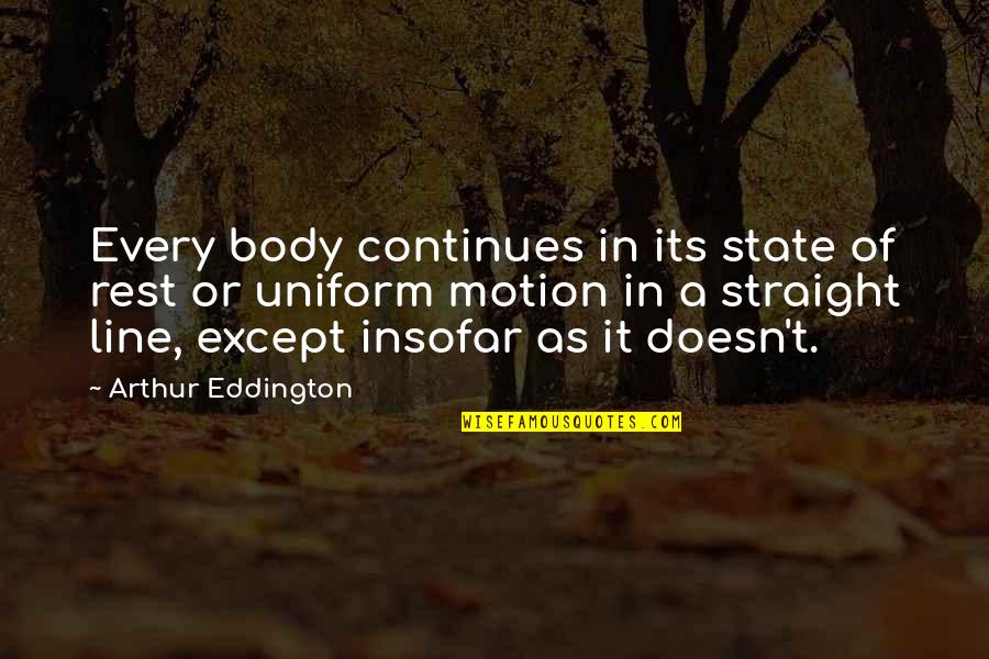 Straight Line Quotes By Arthur Eddington: Every body continues in its state of rest Straight Line Quotes By Arthur Eddington: Every body continues in its state of rest