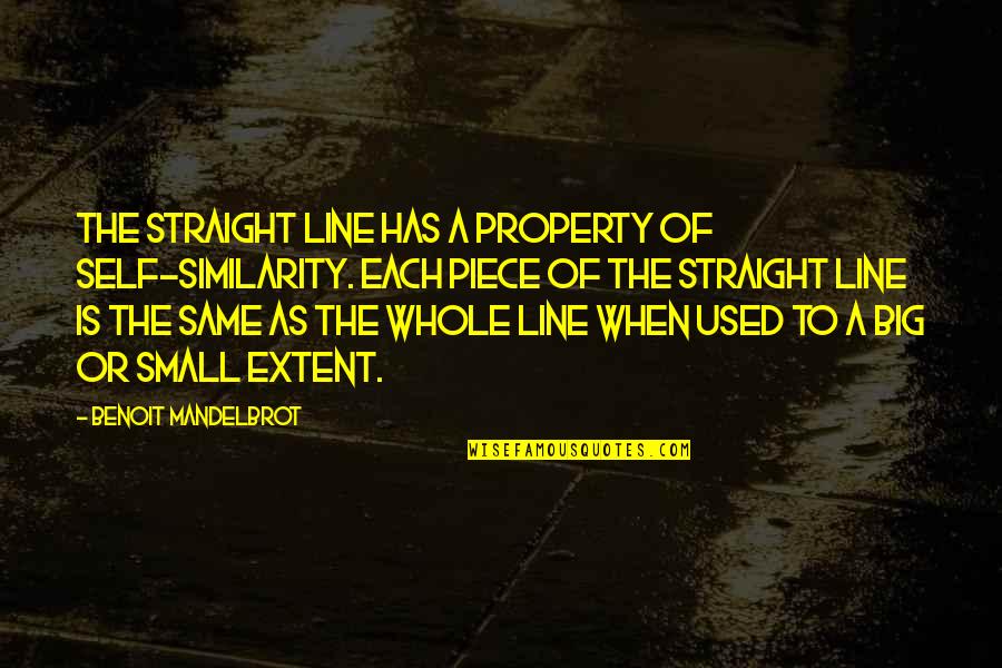 Straight Line Quotes By Benoit Mandelbrot: The straight line has a property of self-similarity. Straight Line Quotes By Benoit Mandelbrot: The straight line has a property of self-similarity.