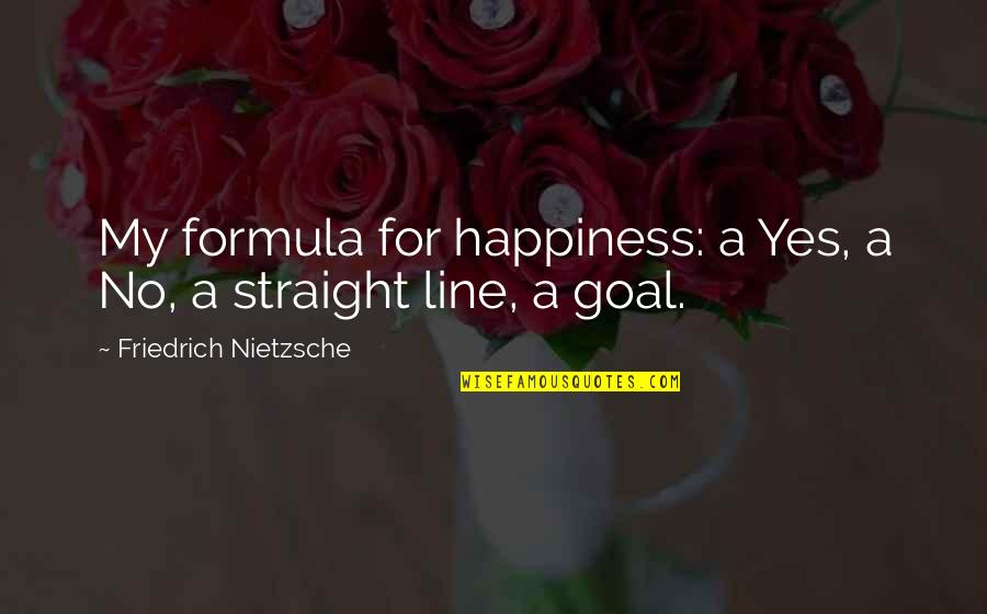 Straight Line Quotes By Friedrich Nietzsche: My formula for happiness: a Yes, a No,