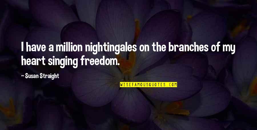 Straight On To You By Heart Quotes By Susan Straight: I have a million nightingales on the branches