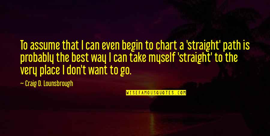 Straight Path Quotes By Craig D. Lounsbrough: To assume that I can even begin to