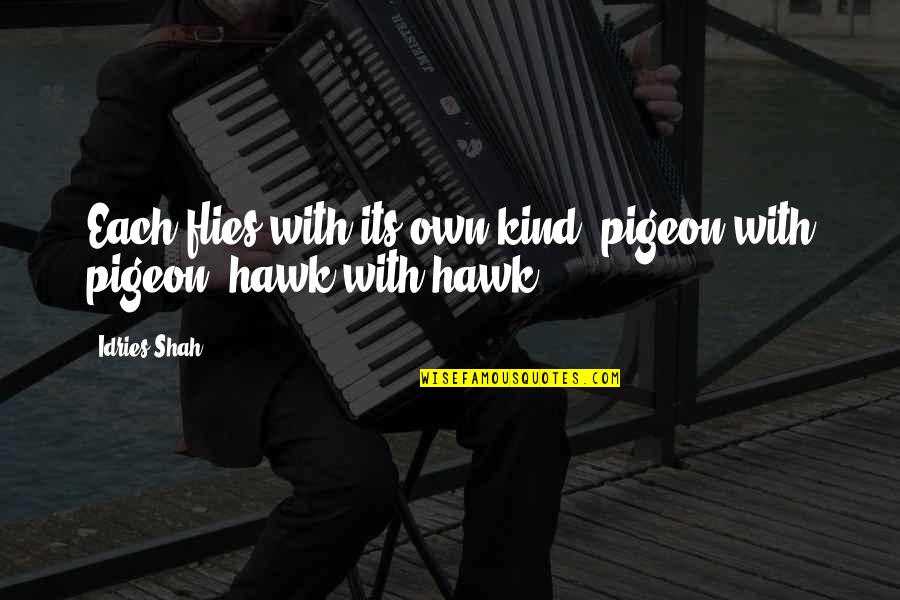 Straightest Quotes By Idries Shah: Each flies with its own kind: pigeon with