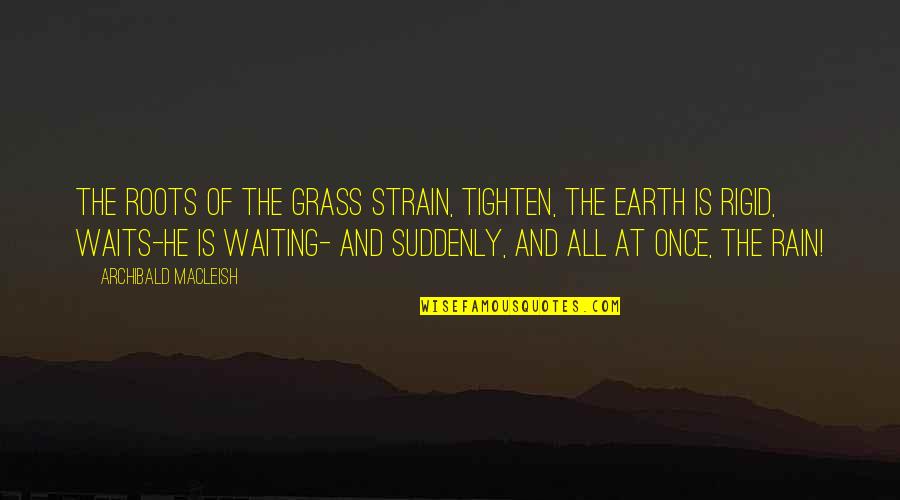 Strain'd Quotes By Archibald MacLeish: The roots of the grass strain, Tighten, the