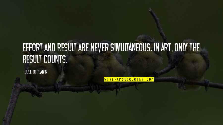 Strandman Youtube Quotes By Jose Bergamin: Effort and result are never simultaneous. In art,