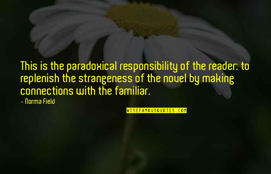 Strangeness Quotes By Norma Field: This is the paradoxical responsibility of the reader:
