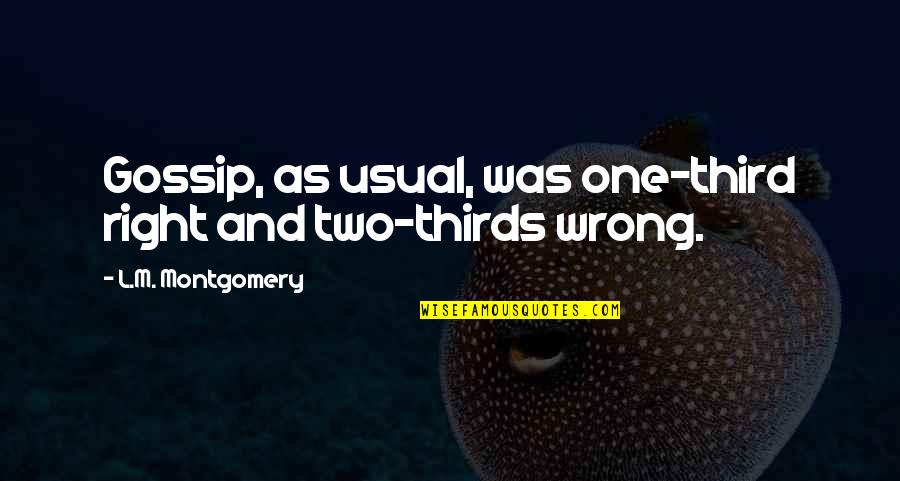 Strangenesses Quotes By L.M. Montgomery: Gossip, as usual, was one-third right and two-thirds