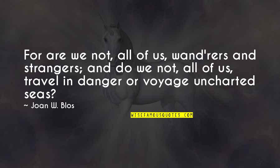 Strangers Quotes By Joan W. Blos: For are we not, all of us, wand'rers