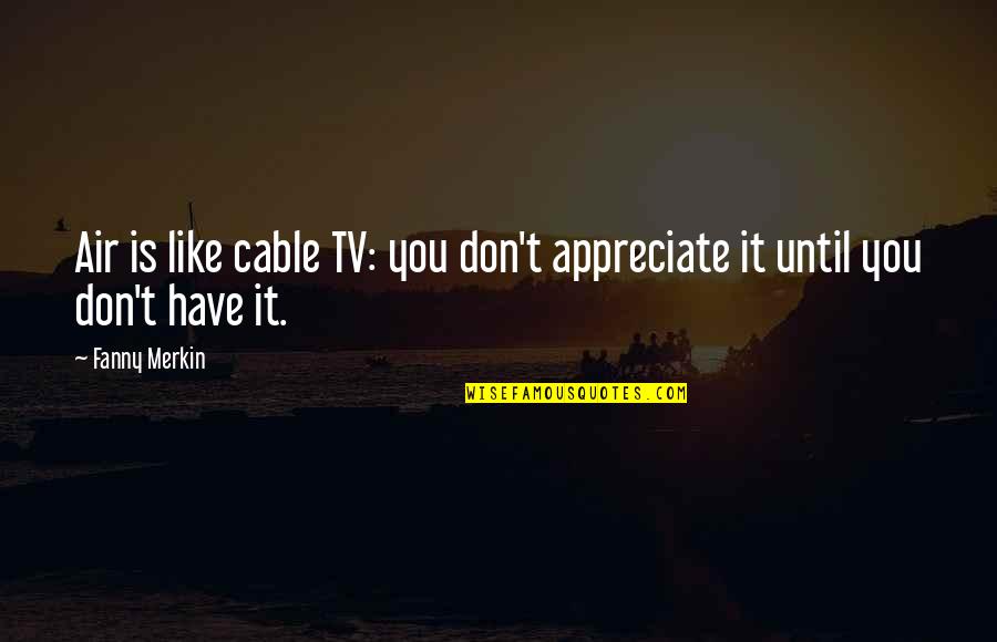 Strassenbergs Quotes By Fanny Merkin: Air is like cable TV: you don't appreciate
