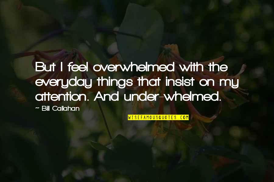 Strasser Quotes By Bill Callahan: But I feel overwhelmed with the everyday things Strasser Quotes By Bill Callahan: But I feel overwhelmed with the everyday things