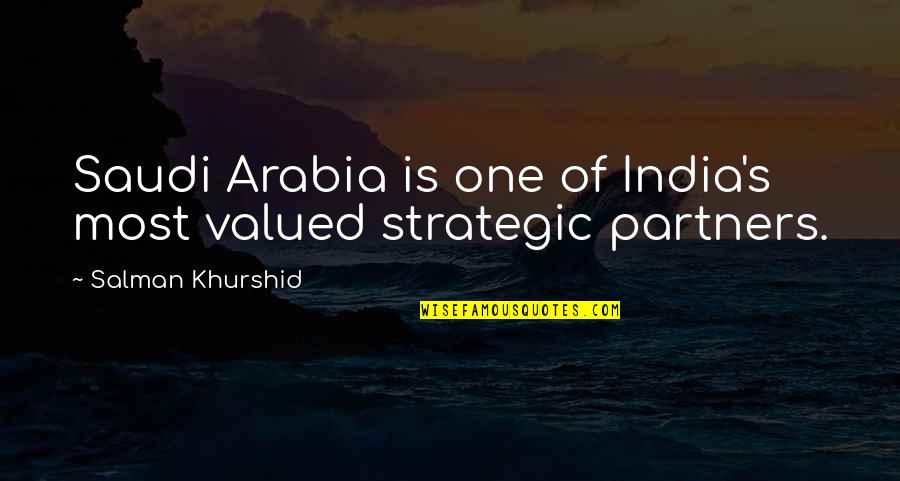 Strategic Partners Quotes By Salman Khurshid: Saudi Arabia is one of India's most valued