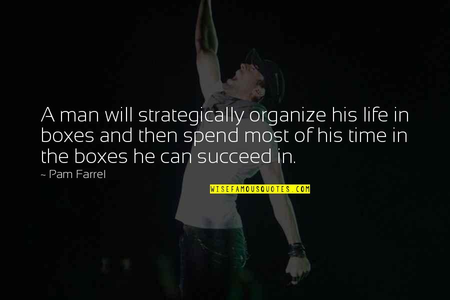 Strategically Quotes By Pam Farrel: A man will strategically organize his life in