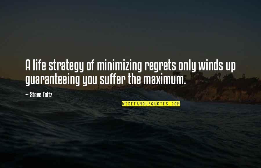 Strategy For Life Quotes By Steve Toltz: A life strategy of minimizing regrets only winds Strategy For Life Quotes By Steve Toltz: A life strategy of minimizing regrets only winds