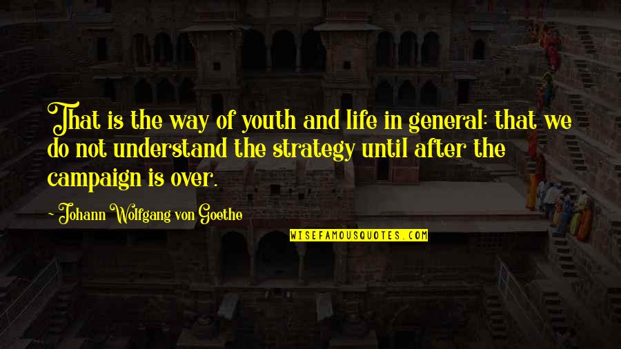 Strategy Of Life Quotes By Johann Wolfgang Von Goethe: That is the way of youth and life