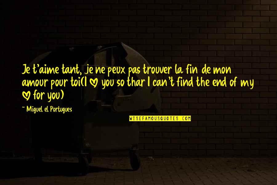 Stratigrapher Quotes By Miguel El Portugues: Je t'aime tant, je ne peux pas trouver