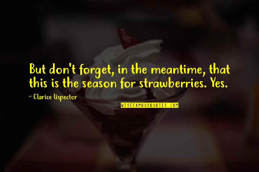 Strawberries Quotes By Clarice Lispector: But don't forget, in the meantime, that this