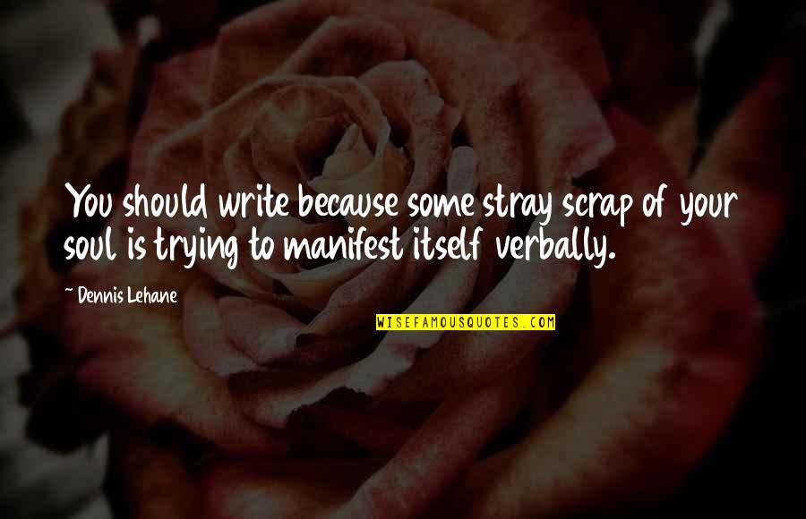 Stray Quotes By Dennis Lehane: You should write because some stray scrap of