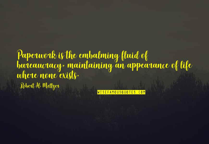 Streak Ideas Quotes By Robert H. Meltzer: Paperwork is the embalming fluid of bureaucracy, maintaining Streak Ideas Quotes By Robert H. Meltzer: Paperwork is the embalming fluid of bureaucracy, maintaining