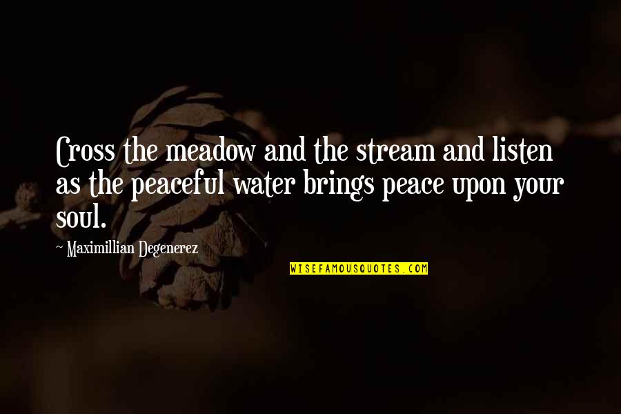 Stream Water Quotes By Maximillian Degenerez: Cross the meadow and the stream and listen