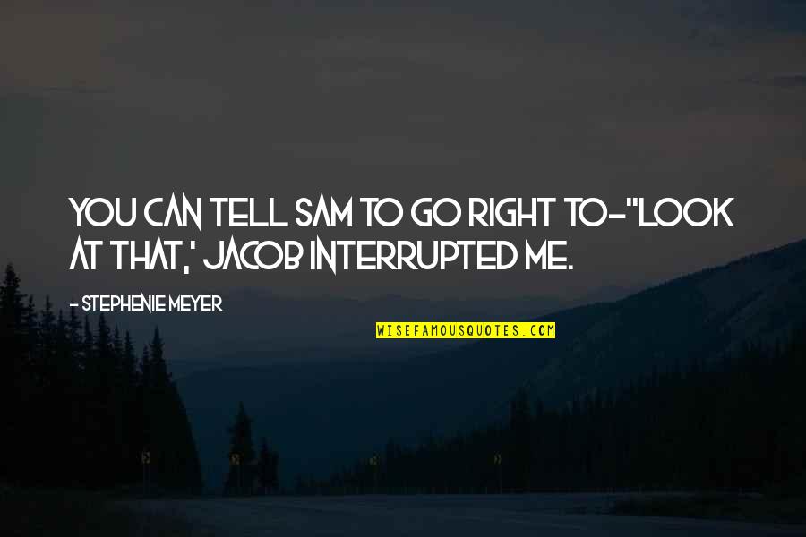 Streepjescode Quotes By Stephenie Meyer: You can tell Sam to go right to-''Look