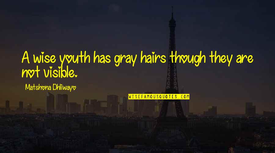 Street Walking Tour Quotes By Matshona Dhliwayo: A wise youth has gray hairs though they