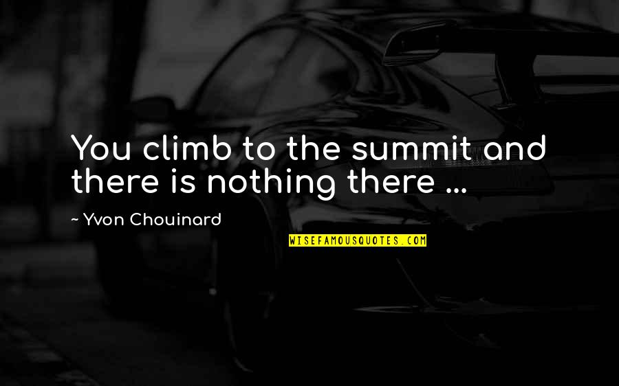 Streetwalkers Quotes By Yvon Chouinard: You climb to the summit and there is