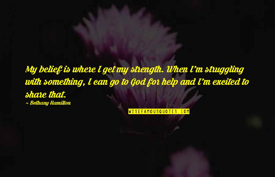 Strength And God Quotes By Bethany Hamilton: My belief is where I get my strength. Strength And God Quotes By Bethany Hamilton: My belief is where I get my strength.