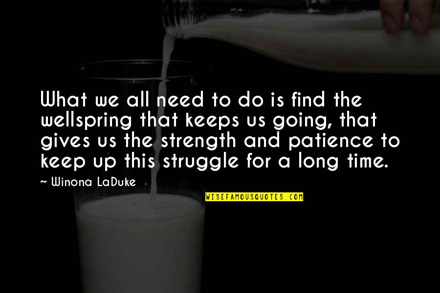Strength And Patience Quotes By Winona LaDuke: What we all need to do is find